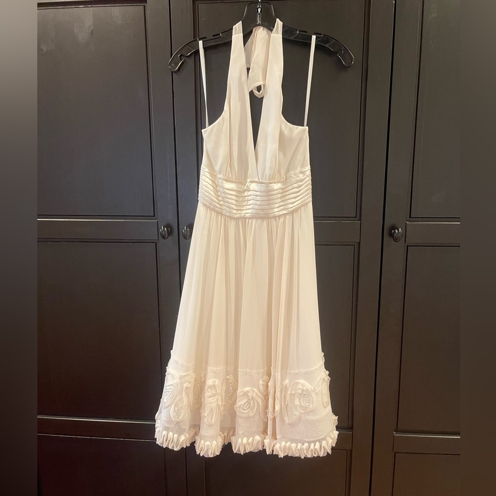 BCBG Eve White Halter MIDI Dress